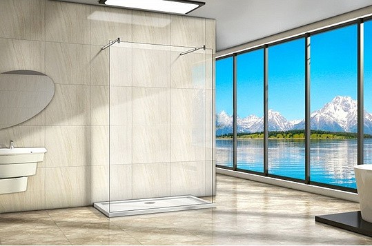 душевая перегородка weltwasser ww400 h-2 120 10000001236 профиль хром, стекло прозрачное