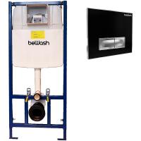 Инсталляция beWash BW74 K500RZVP0500SYC00000 для унитаза, с клавишей смыва черное стекло/хром