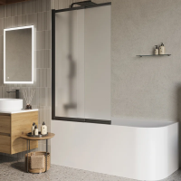Шторка на ванну BelBagno Luce VF-11-90/145-P-NERO профиль матовый черный, стекло рифленое