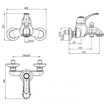 смеситель для ванны с душем fima carlo frattini lamp f3304/1br