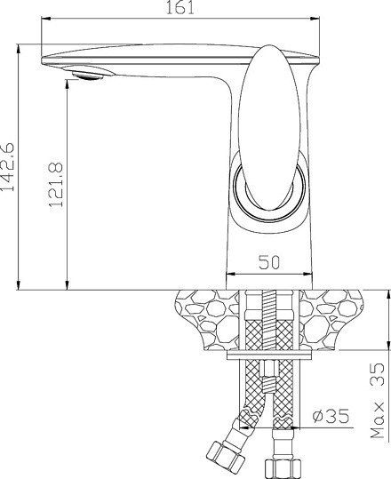 смеситель для раковины rossinka rs30-11b с донным клапаном