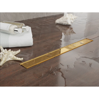 Душевой трап (лоток) Plumberia Selection Linear PSL100OR 100 см, с решеткой, 2 в 1 под плитку, золотой