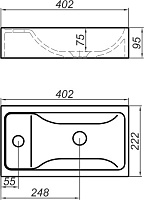 раковина в ванную накладная aqwella unam 220 t1.04.04d