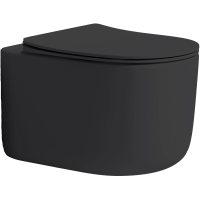 Унитаз подвесной Boheme Flow 969-SET-B безободковый, торнадо, с сиденьем микролифт, черный матовый