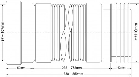 гофра для унитаза 33-85 см mcalpine mrwc-f33r