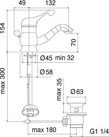 смеситель для раковины treemme piccadilly 2110.uu