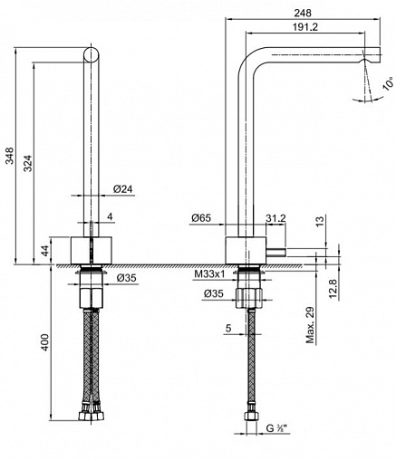 смеситель для раковины fantini af/21 27 93 a507wf матовая сталь