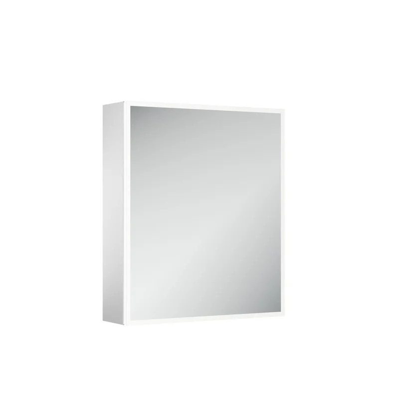 Зеркальный шкаф из алюминия для ванной комнаты Sancos Evoke 600x700х136 мм с LED подсветкой SC8060