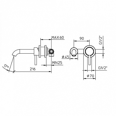 смеситель для раковины bossini oki z005302.021 золото с внутренней частью