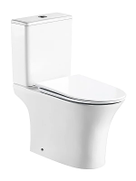 Унитаз компакт Azario Fretta Round AZ-7121A напольный, безободковый, с бачком и сиденьем микролифт, 65х34х79 см, белый