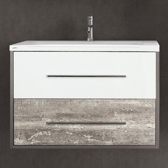 Тумба под раковину Style Line Экзотик 80 Plus подВЕСная Белый Светлое дерево