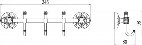 Планка с крючками Savol 58B S-005873B