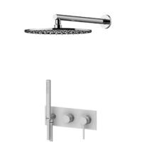 Комплект для душа Gattoni Circle Two 9170/PDC0, со встроенным смесителем с ручной лейкой и верхним душем 25см, цвет: хром