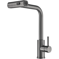 Смеситель для кухни Shevanik S263T с выдвижным изливом, оружейная сталь