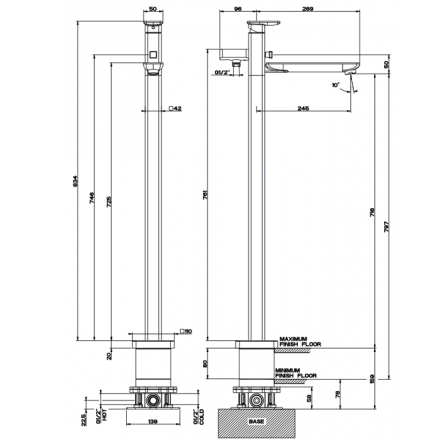 смеситель для ванны gessi ispa 24954#031 напольный