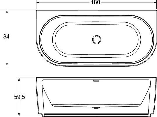 акриловая ванна riho desire wall mounted 184x84 b089001005 (bd0700500000000) без гидромассажа