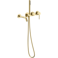 Смеситель для ванны Vincea Groove VBTW-4G1BG встраиваемый, с душевым гарнитуром, золотой матовый