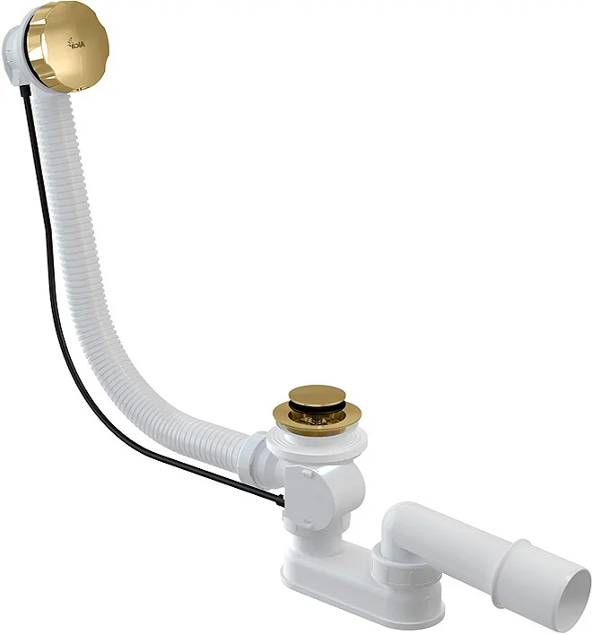 Слив-перелив для ванны AlcaPlast A55GOLD-VE-01 52 мм, полуавтомат, золото, с сифоном