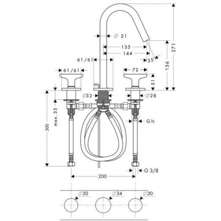 смеситель для раковины axor citterio m 34135000