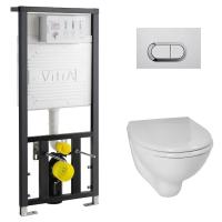 Комплект унитаза с инсталляцией VitrA Normus 9773B003-7202 с сиденьем микролифт и клавишей смыва Хром