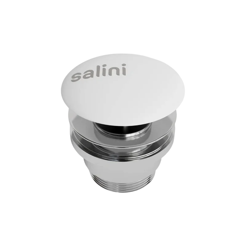 Донный клапан Salini D 505 для раковины, без перелива, глянцевый белый