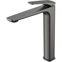 Смеситель для раковины Vincea Puro VBF-5P02GM без донного клапана, вороненая сталь