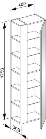 шкаф-пенал keuco plan 480 x 1750 x 300 мм 32931 300002 глянцевый белый