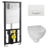 Комплект унитаз с инсталляцией VitrA Normus 9773B003-7201 с сиденьем микролифт и с белой клавишей смыва