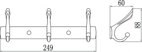 Планка с крючками Savol S-00113B