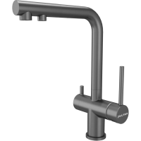 Смеситель для кухни Paulmark Serpentine Se213222-MG с подключением к фильтру, выдвижным изливом, серый матовый