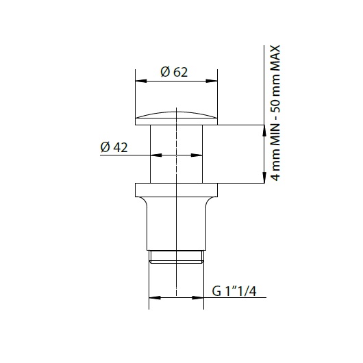 донный клапан click-clack bossini z000301.030, с переливом, хром глянцевый