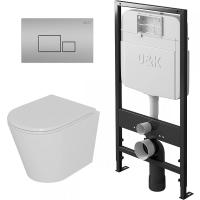 Комплект унитаза с инсталляцией D&K Venice DS1021604 с сиденьем микролифт и клавишей смыва Хром матовый