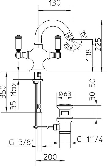 смеситель для биде bossini liberty z001401.030 хром