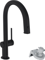 Смеситель для кухни с подключением к фильтру Hansgrohe Aqittura M91 FilterSystem 210 76803670, черный матовый