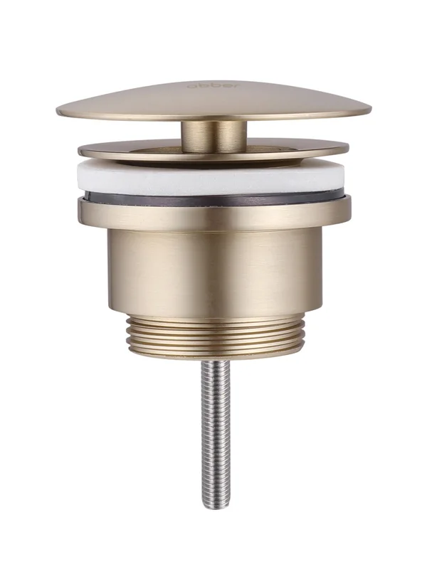 Донный клапан Abber AF0012G для раковины, без перелива, фиксированный, золото матовое