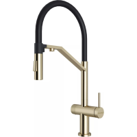 Смеситель для кухни Paulmark Zender Ze213155-LG с подключением к фильтру, гибким изливом, светлое золото