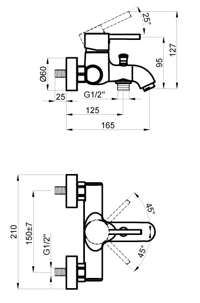 смеситель для ванны azario tasco (az15160511)