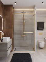 Душевая дверь Cezares Lux LUX-B-FS-11-120-C-BORO 120 см, профиль золотой матовый, стекло прозрачное