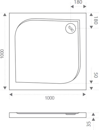 душевой поддон из искусственного камня good door квадро 100x100 белый лп00006