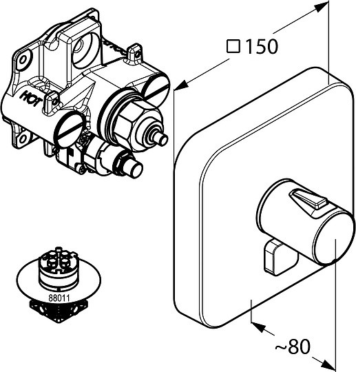 смеситель для душа kludi push 388030538 с термостатом