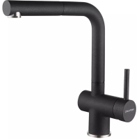 Смеситель для кухни Paulmark Dosse Do214418-BLM с выдвижным изливом, черный металлик
