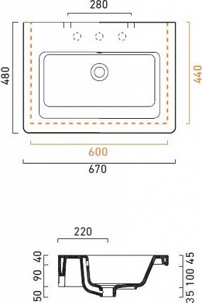 раковина подвесная catalano new light 167li00 67x48 см, цвет белый