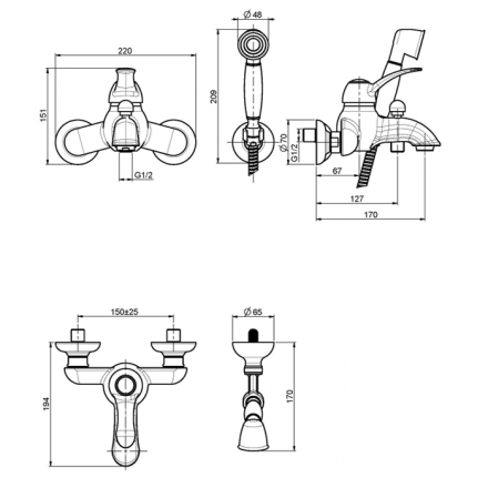 смеситель для ванны с душем fima carlo frattini lamp f3304br