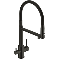 Смеситель для кухни Cersanit Zen A68250 с подключением к фильтру, гибким изливом, черный матовый