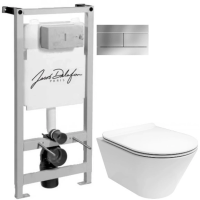 Комплект подвесной унитаз Kerama Marazzi Plaza Modern PLMR.wc.02 + PLMR.seat.02\WHT + система инсталляции Jacob Delafon E5504-NF + E4316-CP