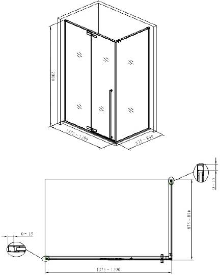 душевой уголок aquanet ideal ae-axc94mb-s-c 140x90, прозрачное стекло