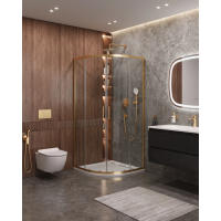 Душевой уголок Cezares Molveno 100x100 MOLVENO-R-2-100-C-BORO-IV профиль Брашированное золото стекло прозрачное