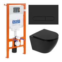 Комплект унитаза с инсталляцией BelBagno Colorato BB062CHR-MB/BB062SC-MB/BB002-80/BB007-PR-NERO.M с сиденьем Микролифт и Черной матовой клавишей смыва Комплект унитаза с инсталляцией BelBagno Colorato BB062CHR-MB/BB062SC-MB/BB002-80/BB007-PR-NERO.M с сиденьем Микролифт и Черной матовой клавишей смыва