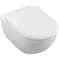 Унитаз Villeroy & Boch Subway 2.0 5614R2R1 подвесной, безободковый, с сиденьем микролифт, Альпийский белый с CeramicPlus