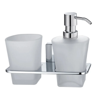 Дозатор для жидкого мыла WasserKRAFT Leine K-5089 со стаканом для зубных щеток, цвет хром